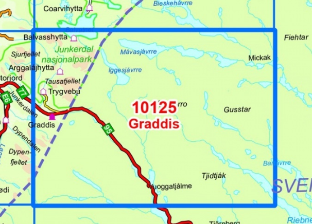 TOPO Wandelkaart 10125 - Graddis- Junkerdalen - Nordeca AS