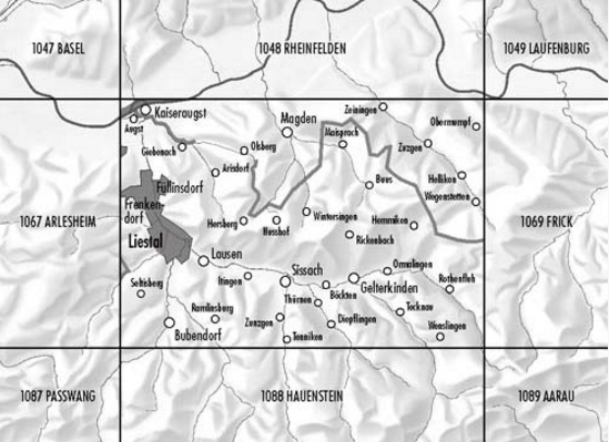 TOPO Wandelkaart 1068 - Sissach Basel Zwitserland - Swisstopo