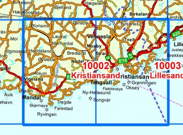 TOPO Wandelkaart 10002 - Kristiansand- Vest-Agder - Nordeca AS