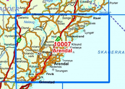 TOPO Wandelkaart 10007 - Arendal- Aust-Agder - Nordeca AS