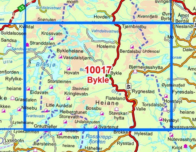 TOPO Wandelkaart 10017 - Bykle- Aust-Agder - Nordeca AS