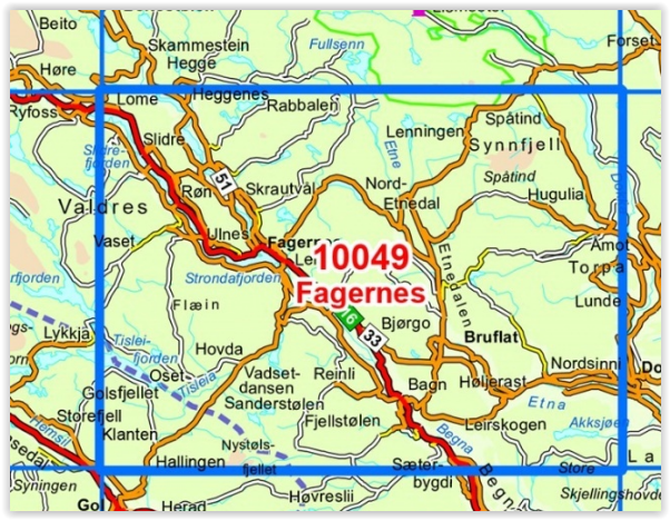 TOPO Wandelkaart 10049 - Fagernes- Oppland - Nordeca AS