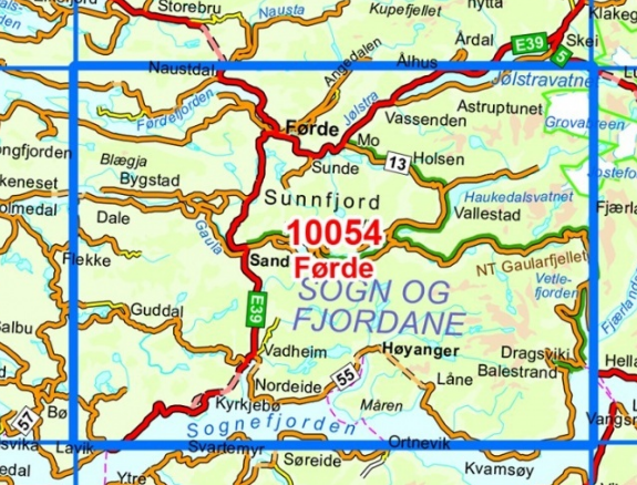 TOPO Wandelkaart 10054 - Førde- Sogn og Fjordane - Nordeca AS
