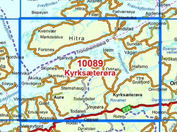TOPO Wandelkaart 10089 - Kyrksæterøra- Sør-Trøndelag - Nordeca AS