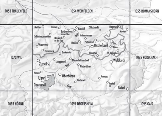 TOPO Wandelkaart 1074 - Bischofszell Thurgau - Swisstopo