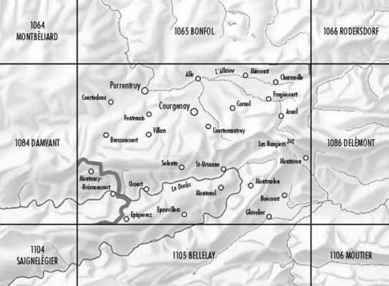 TOPO Wandelkaart 1085 - St. Ursanne Jura Zwitserland - Swisstopo