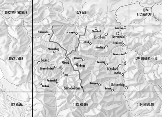 TOPO Wandelkaart 1093 - Hörnli Zuricher Oberland - Swisstopo