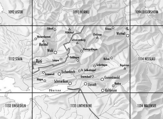 TOPO Wandelkaart 1113 - Ricken Zürich Zwitserland - Swisstopo