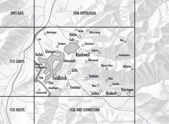 TOPO Wandelkaart 1116 - Feldkirch Vorarlberg - Swisstopo