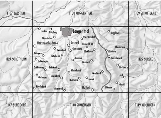 TOPO Wandelkaart 1128 - Langenthal Bern Zwitserland - Swisstopo