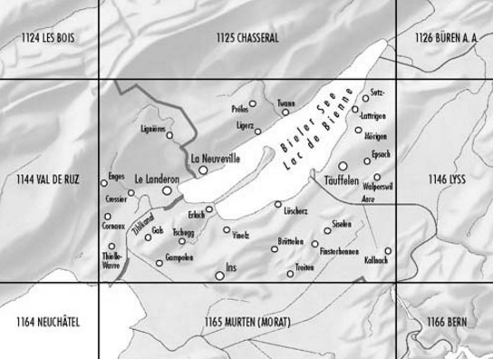 TOPO Wandelkaart 1145 - Bieler See Jura Zwitserland - Swisstopo