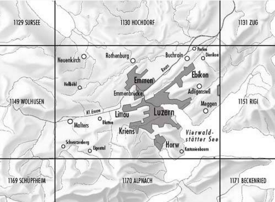 TOPO Wandelkaart 1150 - Luzern Zwitserland - Swisstopo
