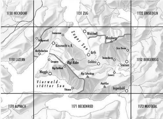TOPO Wandelkaart 1151 - Rigi Luzern Zwitserland - Swisstopo