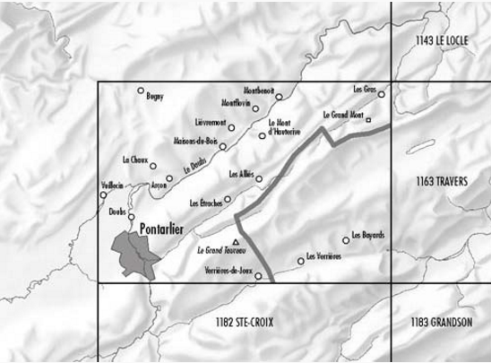 TOPO Wandelkaart 1162 - Les Verrières Neuchatel - Swisstopo