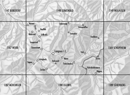 TOPO Wandelkaart 1168 - Langnau im Emmental Bern - Swisstopo