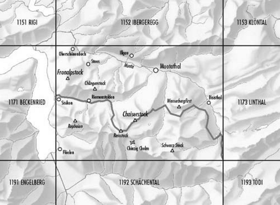 TOPO Wandelkaart 1172 - Muotatal Schwyz Zwitserland - Swisstopo