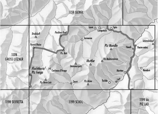 TOPO Wandelkaart 1179- Samnaun Graubunden Zwitserland - Swisstopo