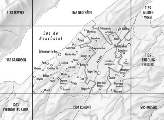 TOPO Wandelkaart 1184 - Payerne Berner Oberland - Swisstopo