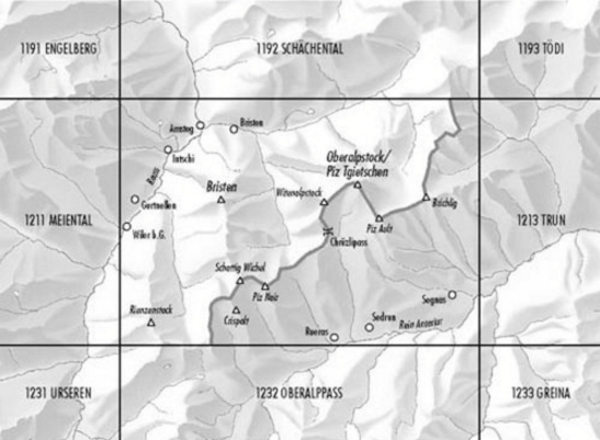 TOPO Wandelkaart 1212 - Amsteg Uri Zwitserland - Swisstopo
