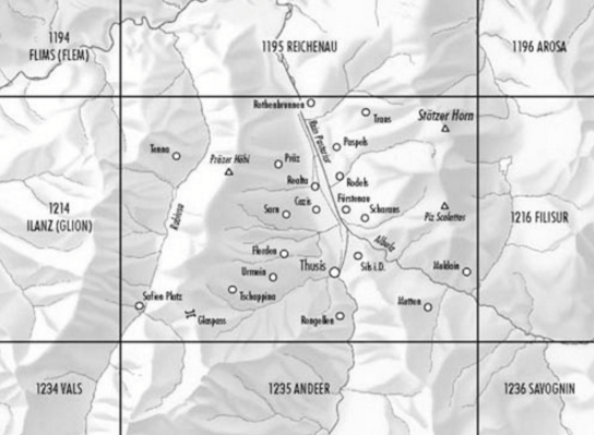 TOPO Wandelkaart 1215 - Thusi Graubunden Zwitserland - Swisstopo
