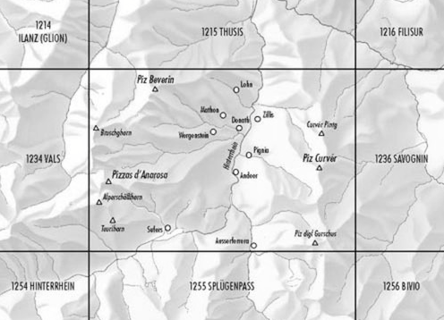 TOPO Wandelkaart 1235 - Andeer Graubunden Zwitserland - Swisstopo