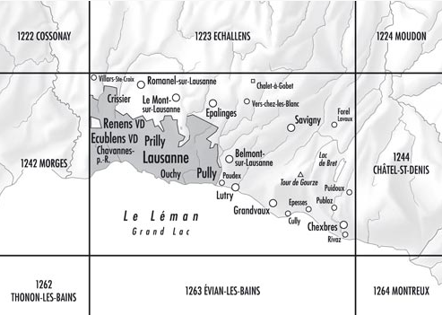 TOPO Wandelkaart 1243 - Lausanne Vaud Zwitserland - Swisstopo