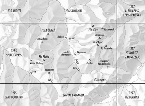 TOPO Wandelkaart 1256 - Bivio Graubunden Zwitserland - Swisstopo