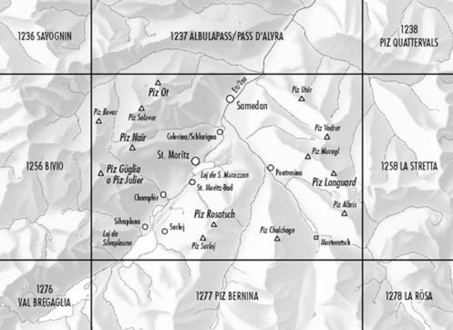 TOPO Wandelkaart 1257 - St. Moritz Graubunden - Swisstopo