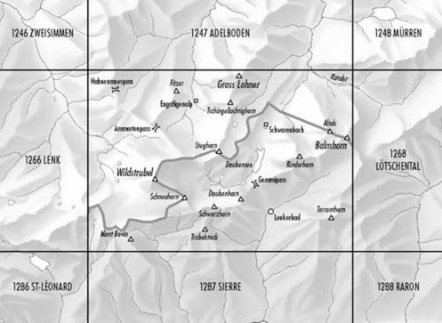 TOPO Wandelkaart 1267 - Gemmi Berner Oberland - Swisstopo