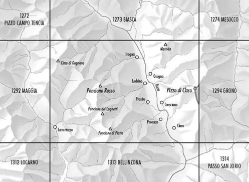 TOPO Wandelkaart 1293 - Osogna Ticino Zwitserland - Swisstopo