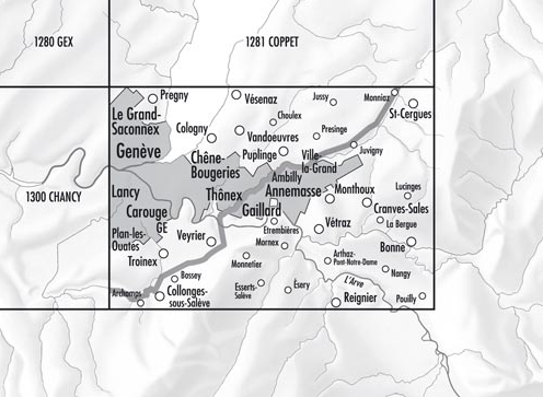 TOPO Wandelkaart 1301 - Genève Zwitserland - Swisstopo