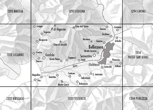 TOPO Wandelkaart 1313 - Bellinzona Ticino Zwitserland - Swisstopo