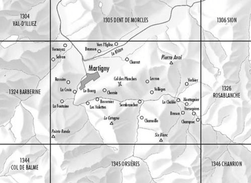 TOPO Wandelkaart 1325 - Sembrancher Wallis Zwitserland- Swisstopo