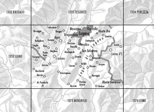 TOPO Wandelkaart 1353 - Lugano Ticino Zwitserland - Swisstopo