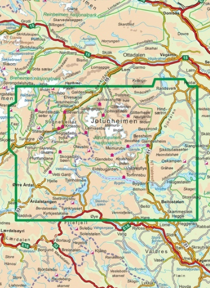 TOPO Wandelkaart 2215 / Jotunheimen, Sogn og Fjordane Noorwegen (
