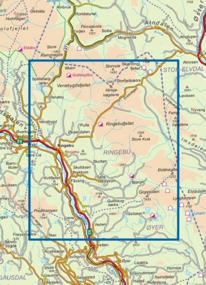TOPO Wandelkaart 2509 / Ringebu, Oppland Noorwegen (7046660025093) Nordeca AS