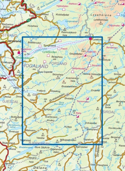 TOPO Wandelkaart 2541 - Frafjord- Bjerkreimsheiane - Nordeca AS