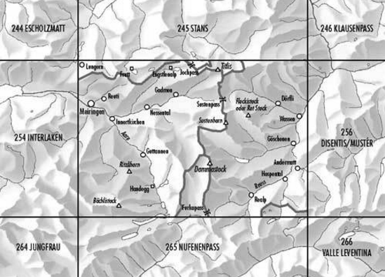 Topografische kaart 255 - Sustenpass Bern Zwitserland - Swisstopo