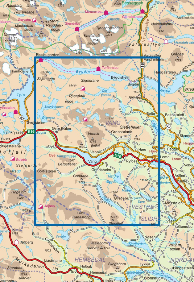 TOPO Wandelkaart 2579 - Vang I Valdres- Oppland - Nordeca AS
