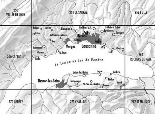 Topografische kaart 261 - Lausanne Vaud Zwitserland - Swisstopo