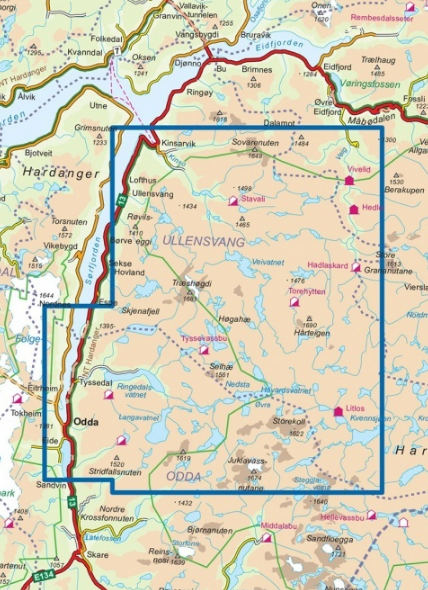 TOPO Wandelkaart 2659 - Hardangervidda Vest- Nordeca AS