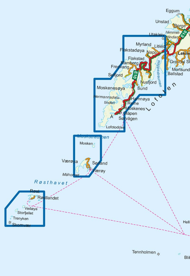 TOPO Wandelkaart 2745 - Vest-Lofoten- Nordland - Nordeca AS