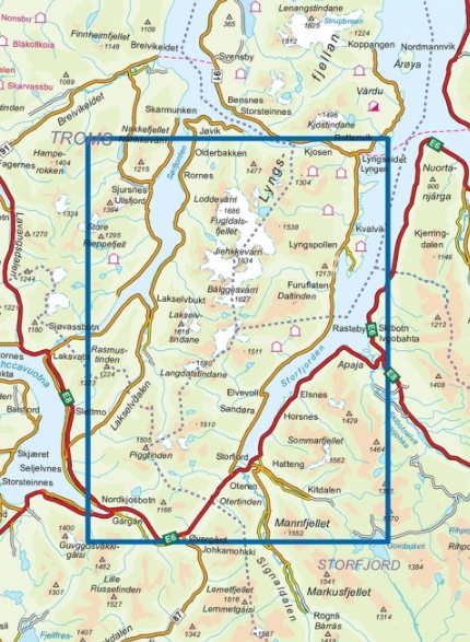 TOPO Wandelkaart 2781 - Lyngenhalvøya Sør- Troms - Nordeca AS