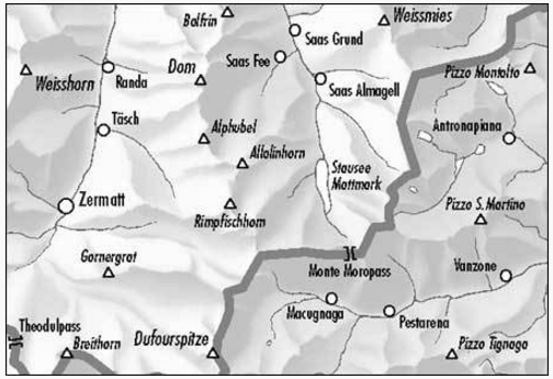 TOPO Wandelkaart 284t - Mischabel Wallis Zwitserland - Swisstopo