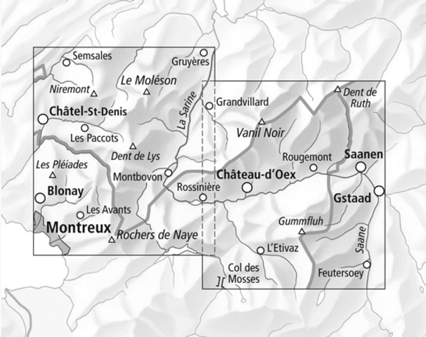 TOPO Wandelkaart 3302 T - Château-d'Oex- Vaud - Swisstopo