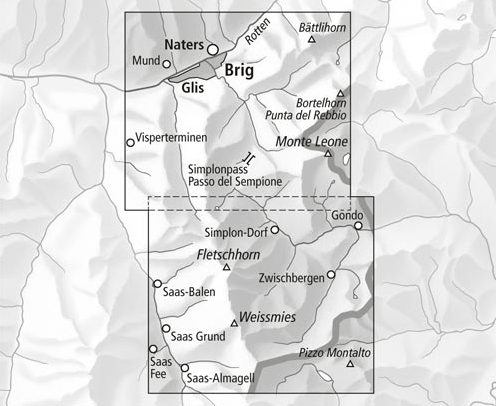 TOPO Wandelkaart 3319T - Simplon- Wallis Zwitserland - Swisstopo