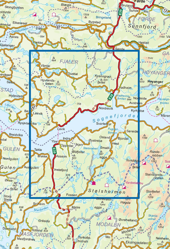 TOPO Wandelkaart 4013 - Høyanger Vest- Sogn og Fjordane - Nordeca