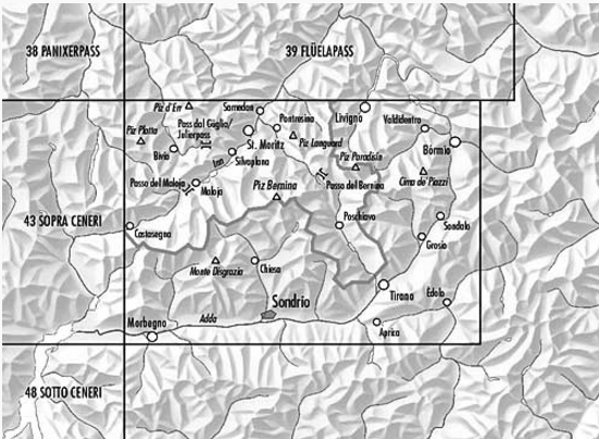 TOPO Fietskaart 44 - Passo del Maloja Bregaglia - Swisstopo