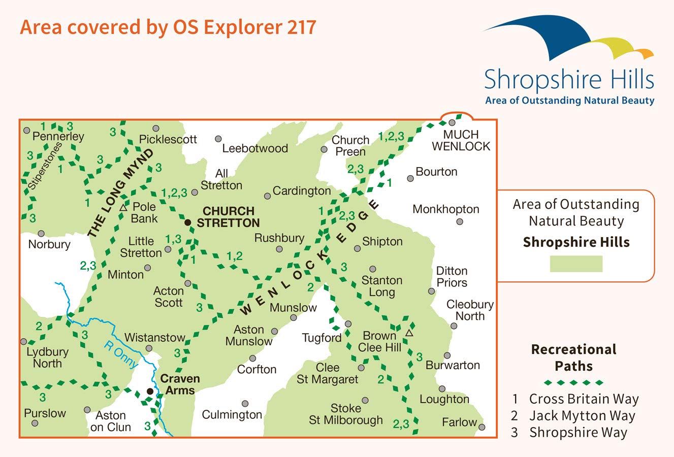 TOPO Wandelkaart 217 - Long Mynd & Wenlock Edge - OSI