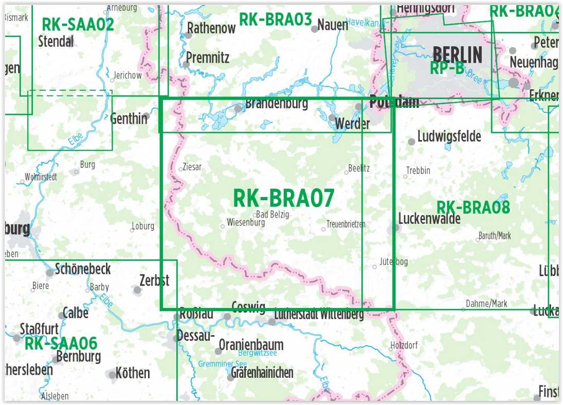 Fietskaart BRA07 - Radkarte Fläming Brandenburg - Bikeline